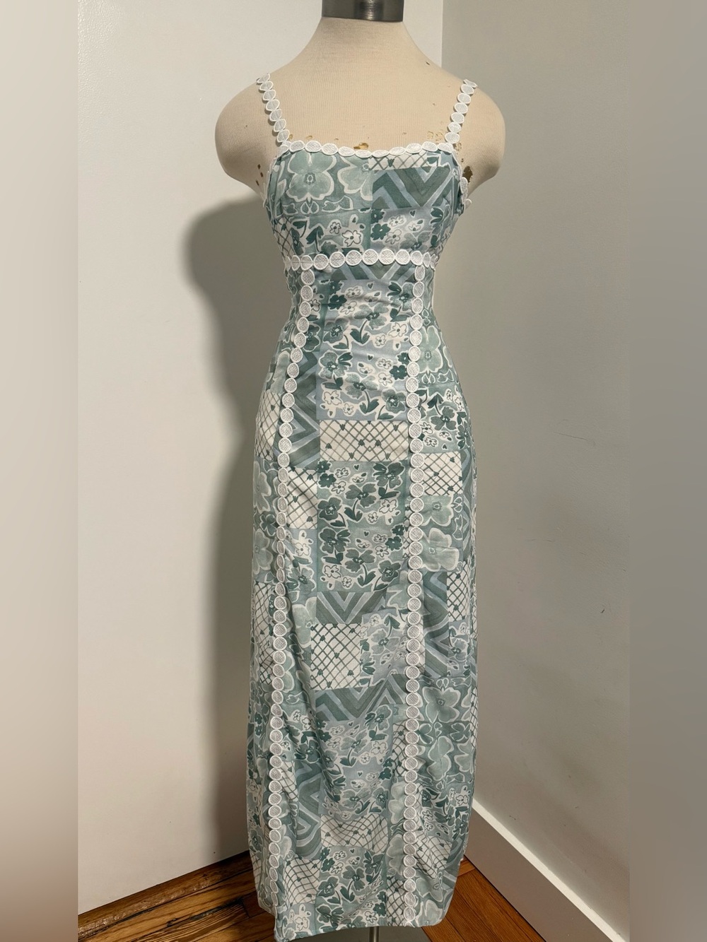 ALTAR'D STATE White/Sage Floral Maxi Sundress XS